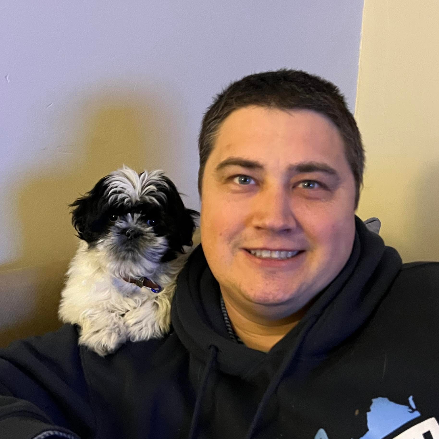Alleyn Hearned with his dog